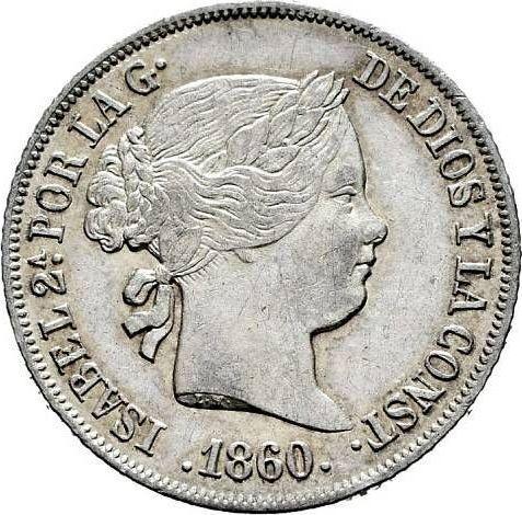 Obverse 2 Reales 1860 6-pointed star - Silver Coin Value - Spain, Isabella II