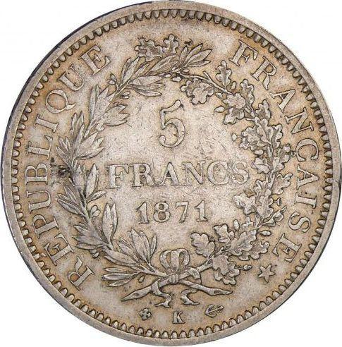 Reverse 5 Francs 1871 K "Hercules" - Silver Coin Value - France, Third Republic