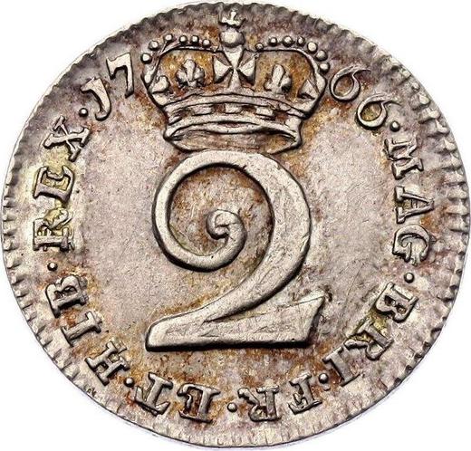 Reverso 2 peniques 1766 - valor de la moneda de plata - Gran Bretaña, Jorge III