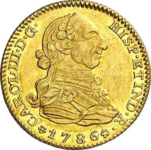 Obverse 2 Escudos 1786 M DV - Gold Coin Value - Spain, Charles III