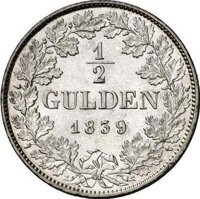 Reverse 1/2 Gulden 1839 D - Silver Coin Value - Hohenzollern-Sigmaringen, Karl