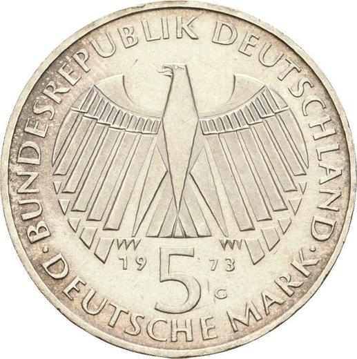 Reverse 5 Mark 1973 G "Frankfurt Parliament" - Silver Coin Value - Germany, FRG