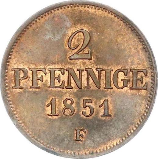 Revers 2 Pfennig 1851 F - Münze Wert - Sachsen-Albertinische, Friedrich August II
