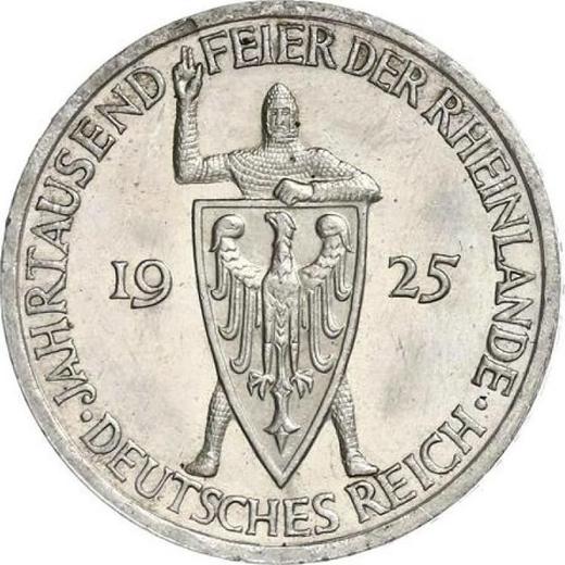 Obverse 3 Reichsmark 1925 E "Rhineland" - Silver Coin Value - Germany, Weimar Republic