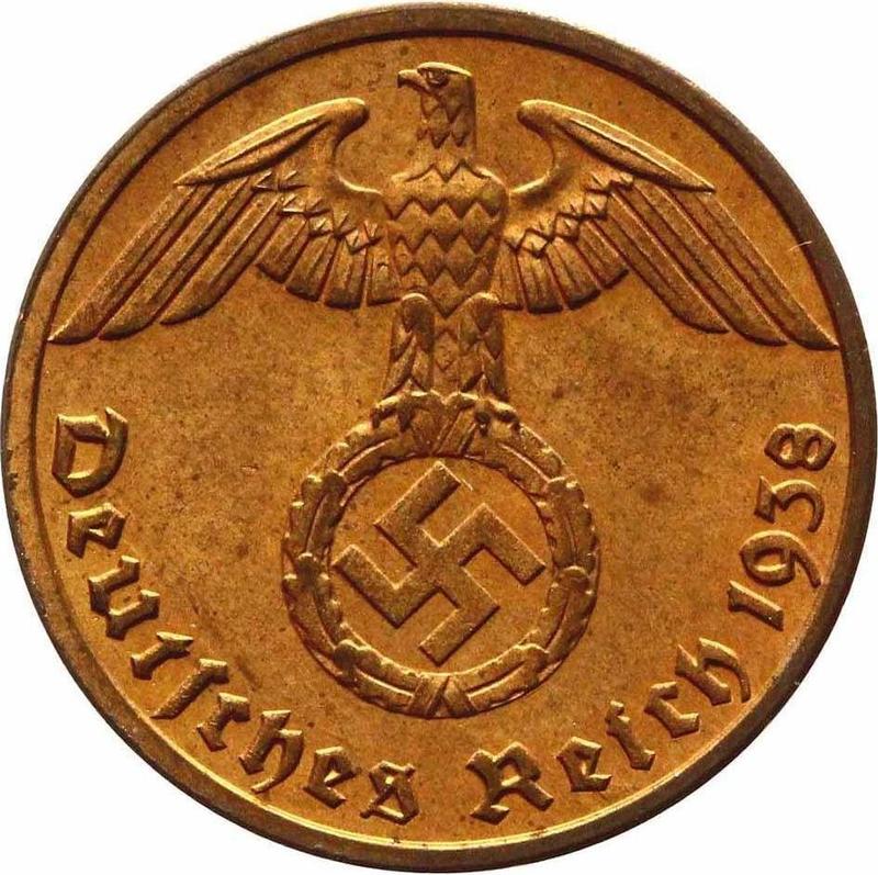 1 Reichspfennig 1938 A Type 1936 1940 Coin Value Germany Third Reich